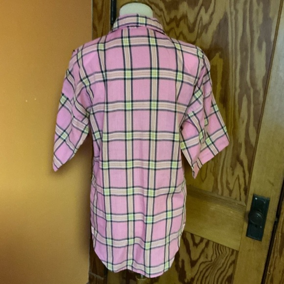 3 for 20 $ bundle Vintage 60s pink plaid housewife oversized shirt - Picture 9 of 9